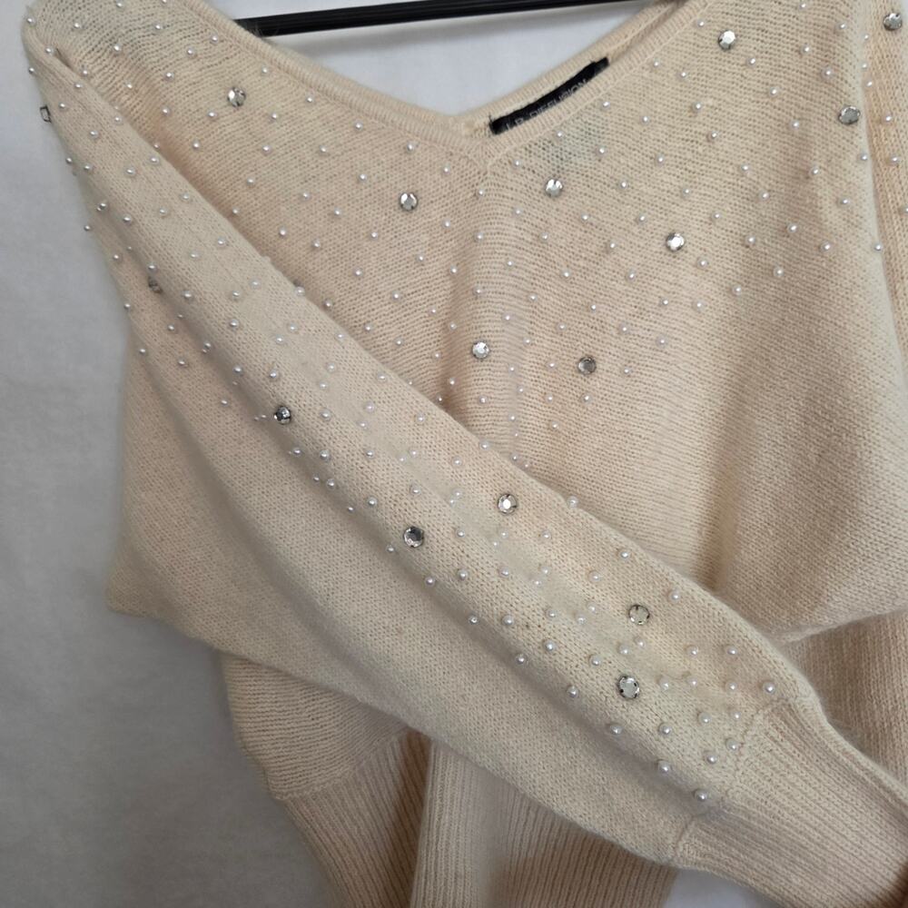 I.B. Diffusion Vintage 80s Silk Angora Wool Beaded Dolman Sleeve Sweater LARGE - Picture 7 of 10